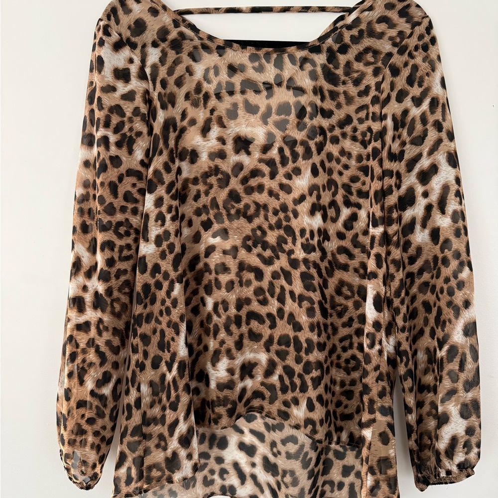 Charlies Leopard Print Sheer Blouse